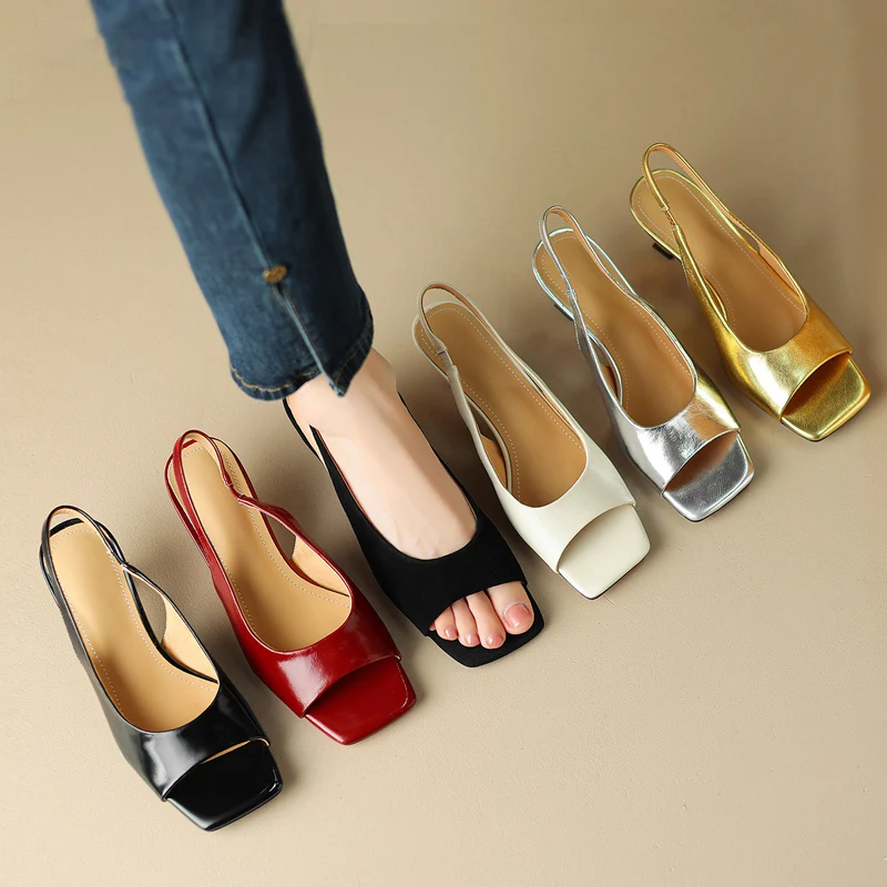 

Designer Summer Peep Toe Women Sandals Fashion Slip On Dress Singbacks Pumps Women's Elegant Evening Party Sandalias