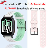 20mm 22mm soft Silicone Strap for Redmi Watch5 Active/Lite rubber Breathable Replacement Wristband Redmi Watch5 Lite Accessories