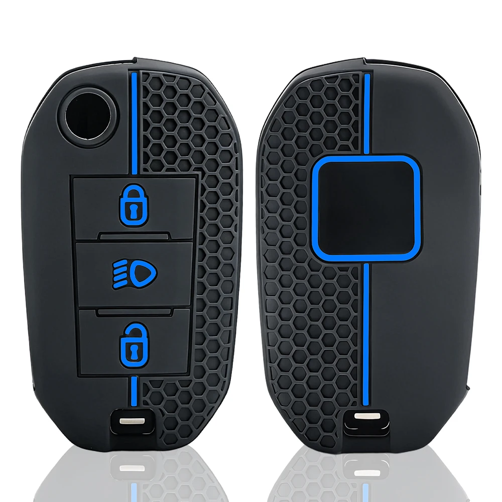 Capa de silicone para chave de carro, capa protetora com porta-chaves para Peugeot 308, Citroen C3, C4 Cactus, C6, Berlingo 2023 2024