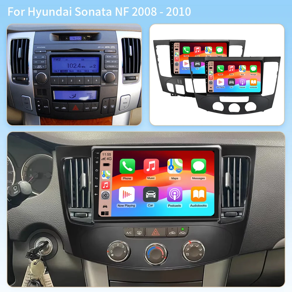 For Hyundai Sonata NF 2008-2010 Car Radio Multimedia Android 16 Wireless BT CarPlay Navigation 7862 8+256 radio 2K QLED Screen