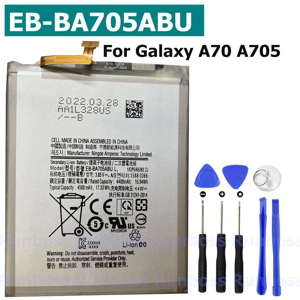 

Новый сменный аккумулятор EB-BA705ABU 4500 мАч для Samsung Galaxy A70 A705 SM-A705 A705FN SM-A705W, аккумуляторы + инструменты