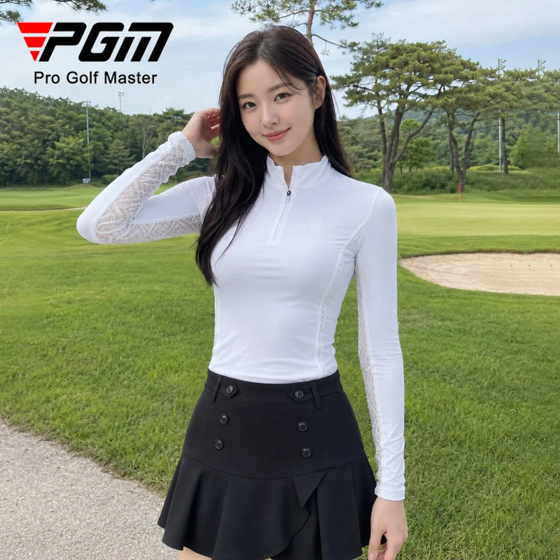 Golf Women's Long Sleeved T-shirt Fashionable Half Zipper Summer Slim Fit Top Lace Clothing YF909