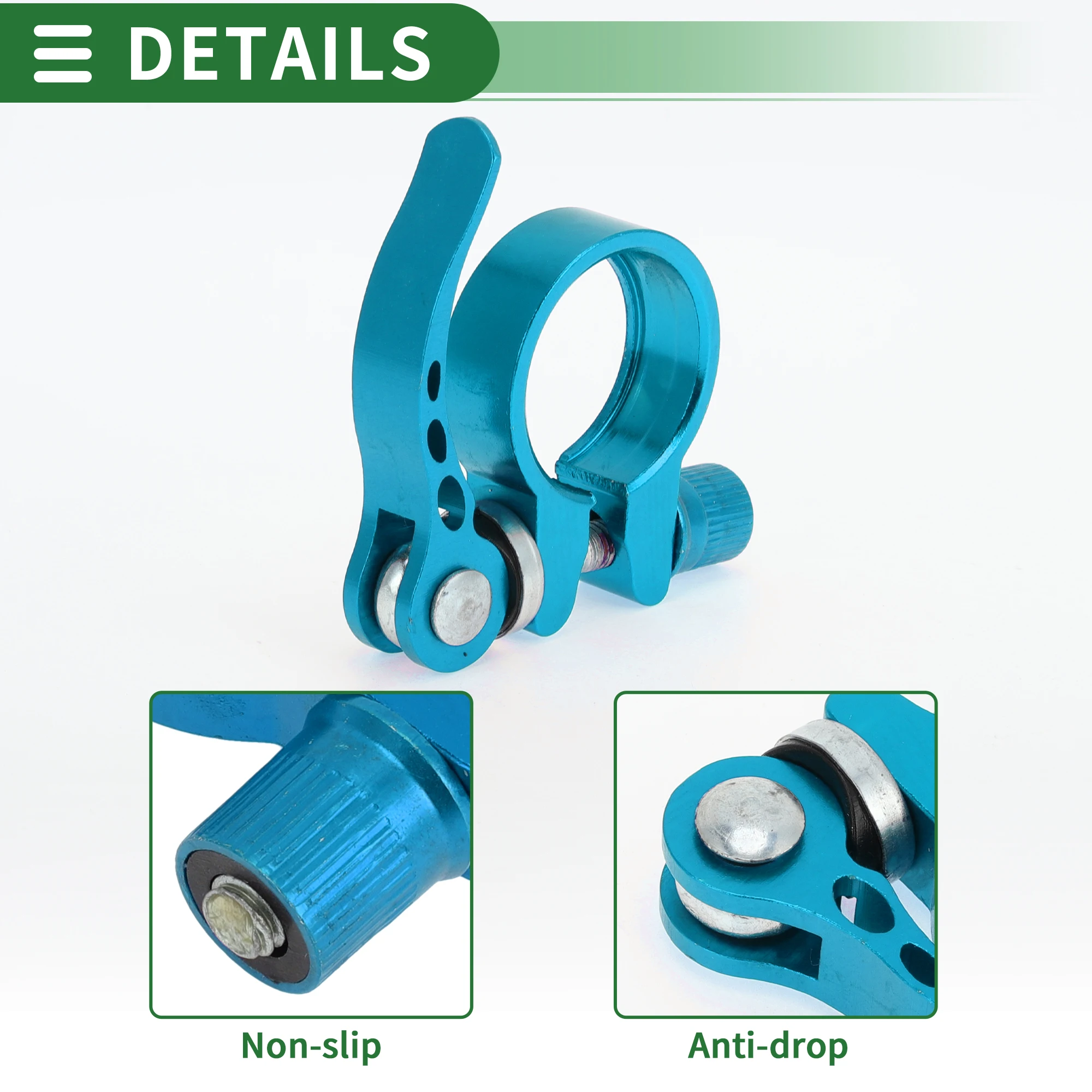 X Autohaux Universal Bike Bike Seat Post Clamp Seatpost Collar، 28.6 مم، إطلاق سريع، سبائك الألومنيوم، أزرق