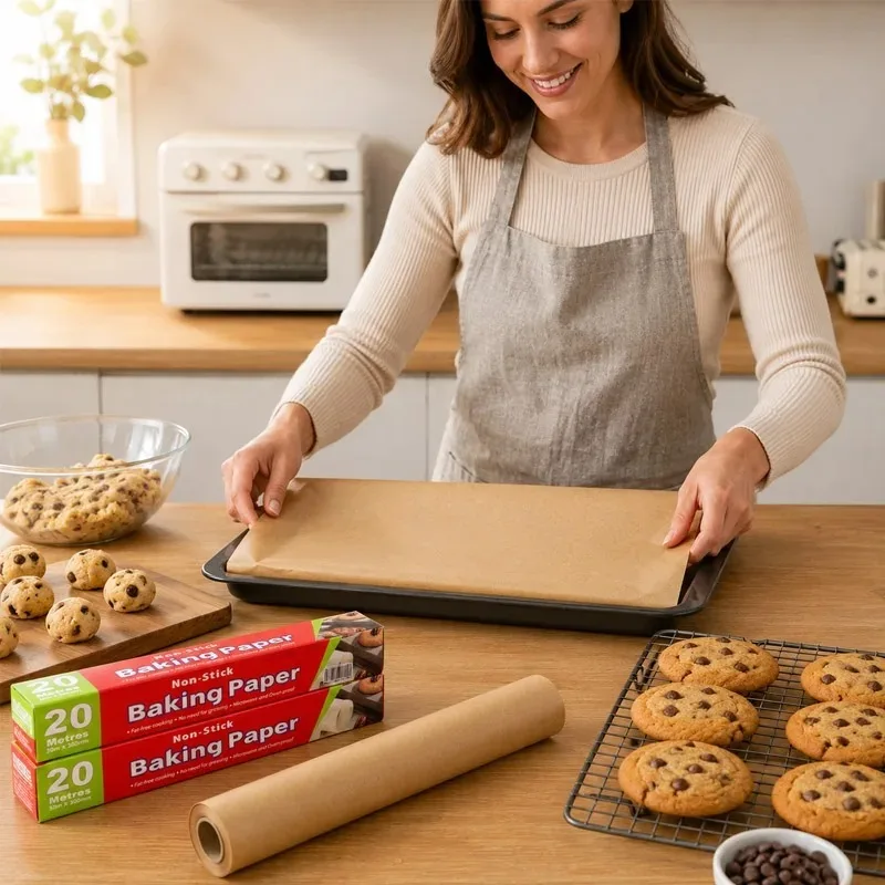 Parchment Paper Baking Sheets, Non-Stick Precut Baking Parchment, for Baking Grilling Air Fryer Steaming Bread Cup Cake Cookie