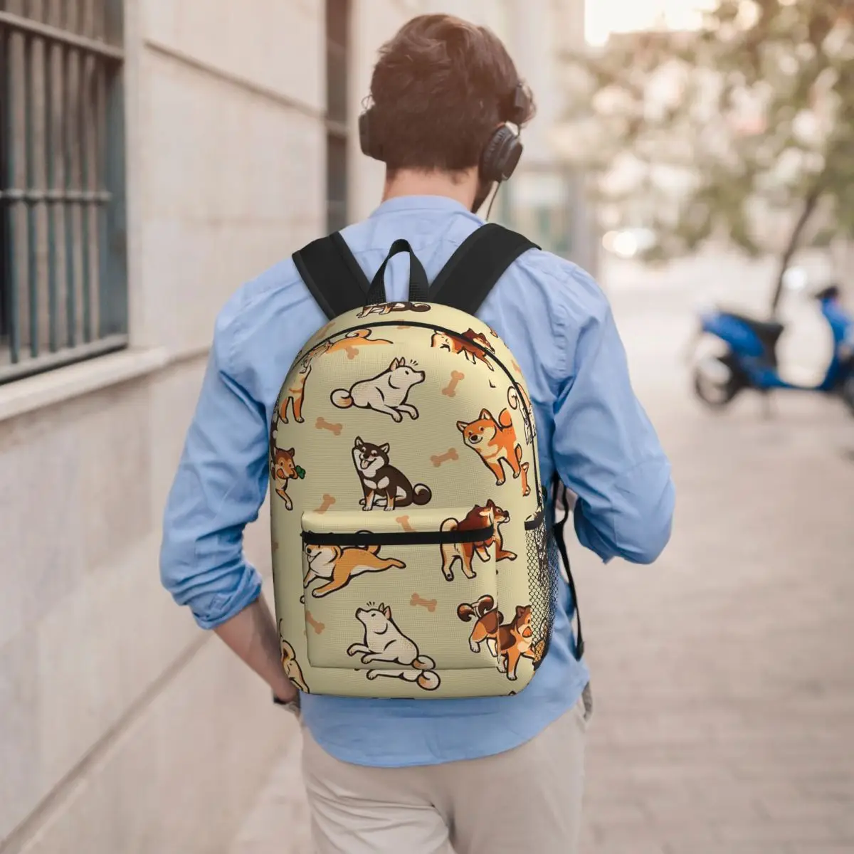 Shiba Inu Lovely Cute Dogs In Cream Student Backpack School Bag Hiking Travel Daypack for Boys Girls Bookbag Shoulder Bags