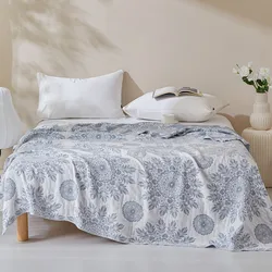 Cotton Gauze Blankets Muslin Bedspread for Bed Summer Double Couple Towel Quilts King Size Bed Covers Plaid Blankets Bed Sheet