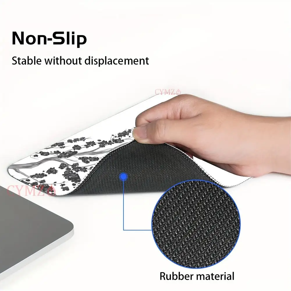 แผ่นรองเมาส์ลายดอกซากุระ ดีไซน์สวยงาม ขนาดเล็ก ขอบเย็บอย่างดี กันลื่น ทนทาน อุปกรณ์เสริมคอมพิวเตอร์ แผ่นรองสำหรับแล็ปท็อปและสำนักงาน