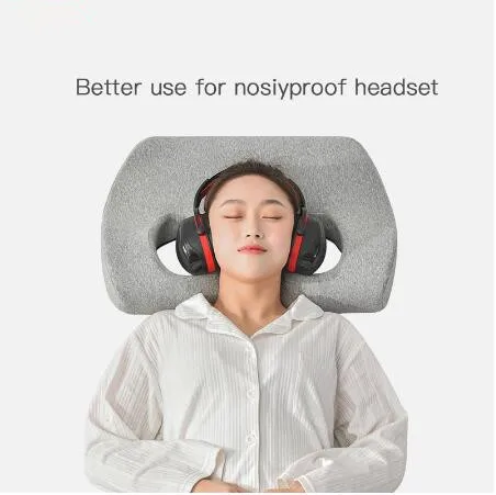 Noise-proof Headset Hole Pillow, Memory Foam Pillow, Fones de ouvido Release, Orelhas Dor, Travesseiro com furo para dorminhoco lateral