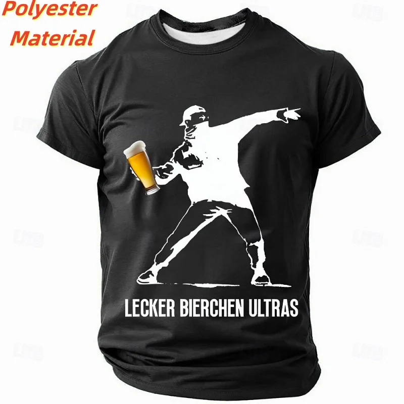 3D Printed Throwing Beer T Shirt For Men Fun Colorful Pattern T-Shirts Summer Round Neck Kids Short Sleeve Tees Fashion Tops
