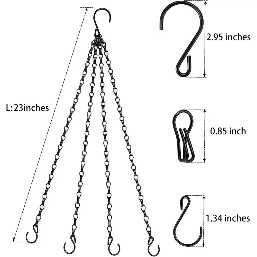 Hanging Baskets Chains 23 Inches 4 Leads Hanging Chains lower Pot Hanger Replacement Plant Hangers or Planters and Lanterns, Pac
