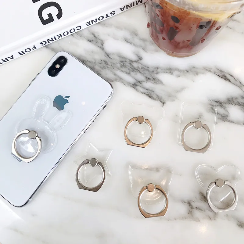 

​Universal Mobile Phone Holder Stand Finger Ring Magnetic For cute Cell Smart Phone Transparent holder for iphone 11 12 XS MAX
