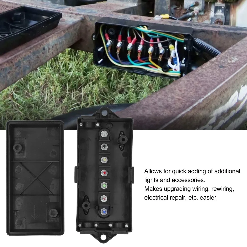 

Durable 7 Way Trailer Junction Box Waterproof Black Electrical Junction Box Wiring Connector RV Rewiring
