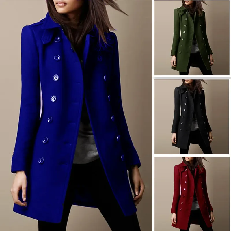 Autumn and winter new woolen independent station women's coat mid-length woolen coat