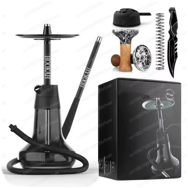 Russian Portable Arab Hookah, Large Smoke Shisha Set with Gift Box, Stainless Steel Travel Design