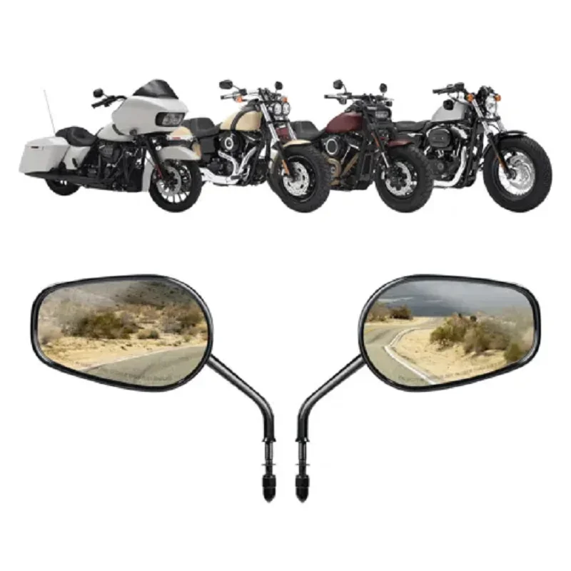 Black Rearview Mirrors for Harley Road King Sportster – Aftermarket Motorcycle Side Mirror Cruiser Motorbike Accessories