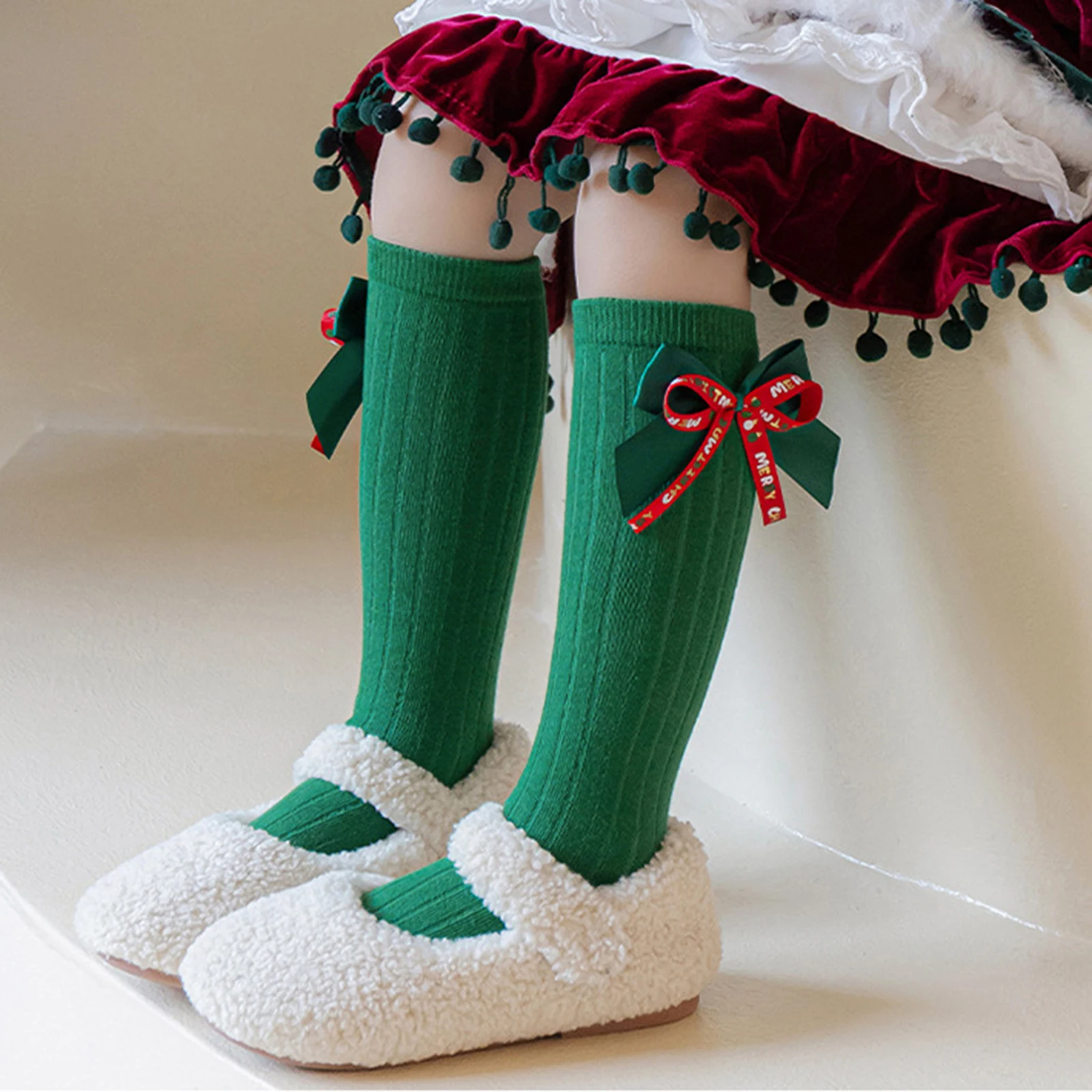 عيد الميلاد الاطفال جوارب طويلة إلى الركب عطلة الكرتون سانتا كلوز نمط جوارب أنيقة مريحة الجوارب للفتيات