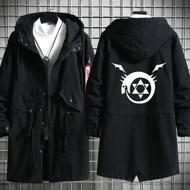 Anime Fullmetal Alchemist Cosplay felpa con cappuccio lunga Edward Elric Costume uomo cappotto Trench soprabito per la primavera autunno Plus Size