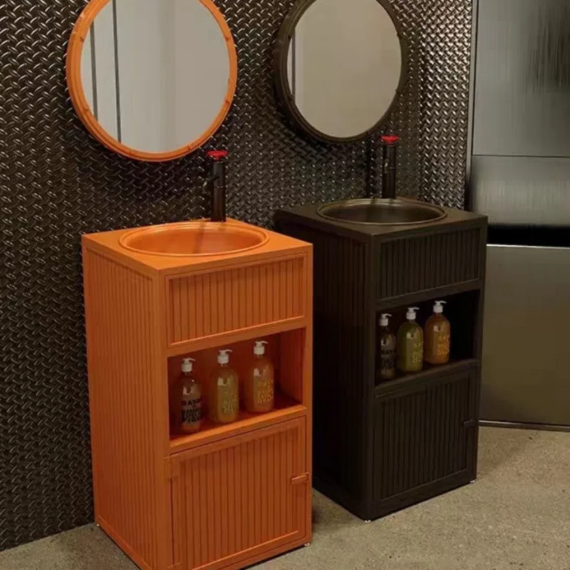 

Retro wrought iron industrial wind wash basin B & B creative wash basin bar integrated column small