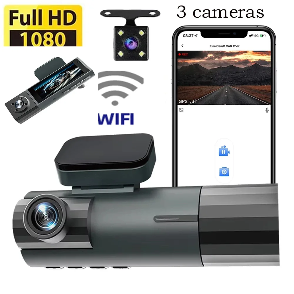 

Three cameras1080P WiFi Dash Cam HD Car DVR with IR Night Vision 3.16 Inch IPS Screen Car Camcorder Motion Detection Car Accesso