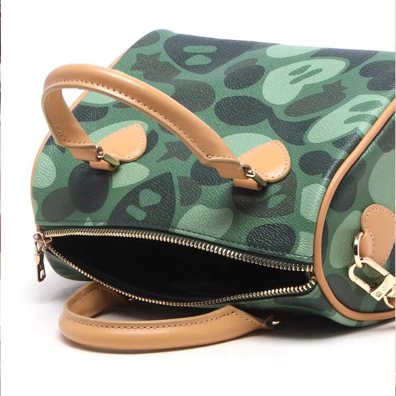 Green APEE Boston Bag Women's Summer Cartoon Animal Print Color Block Heart Pattern Handbag Shoulder Bag Crossbody Bag