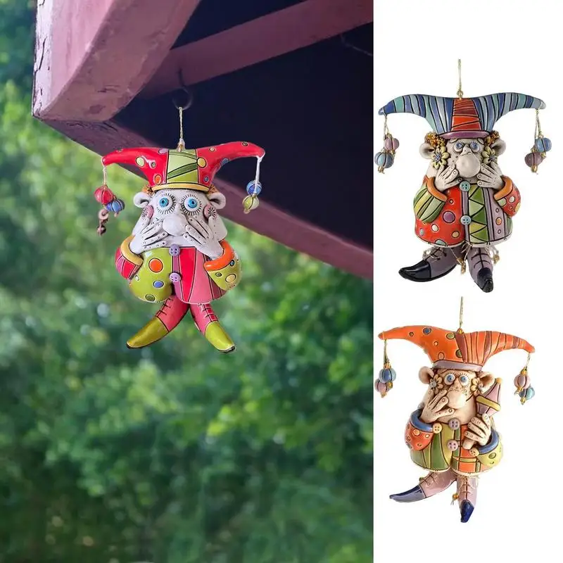 

Colorful Jester Bell Ornaments Clown Wind Chime Christmas Bells Mini Clown Model, Hand-Painted Hanging Bell Summer Tree pendant