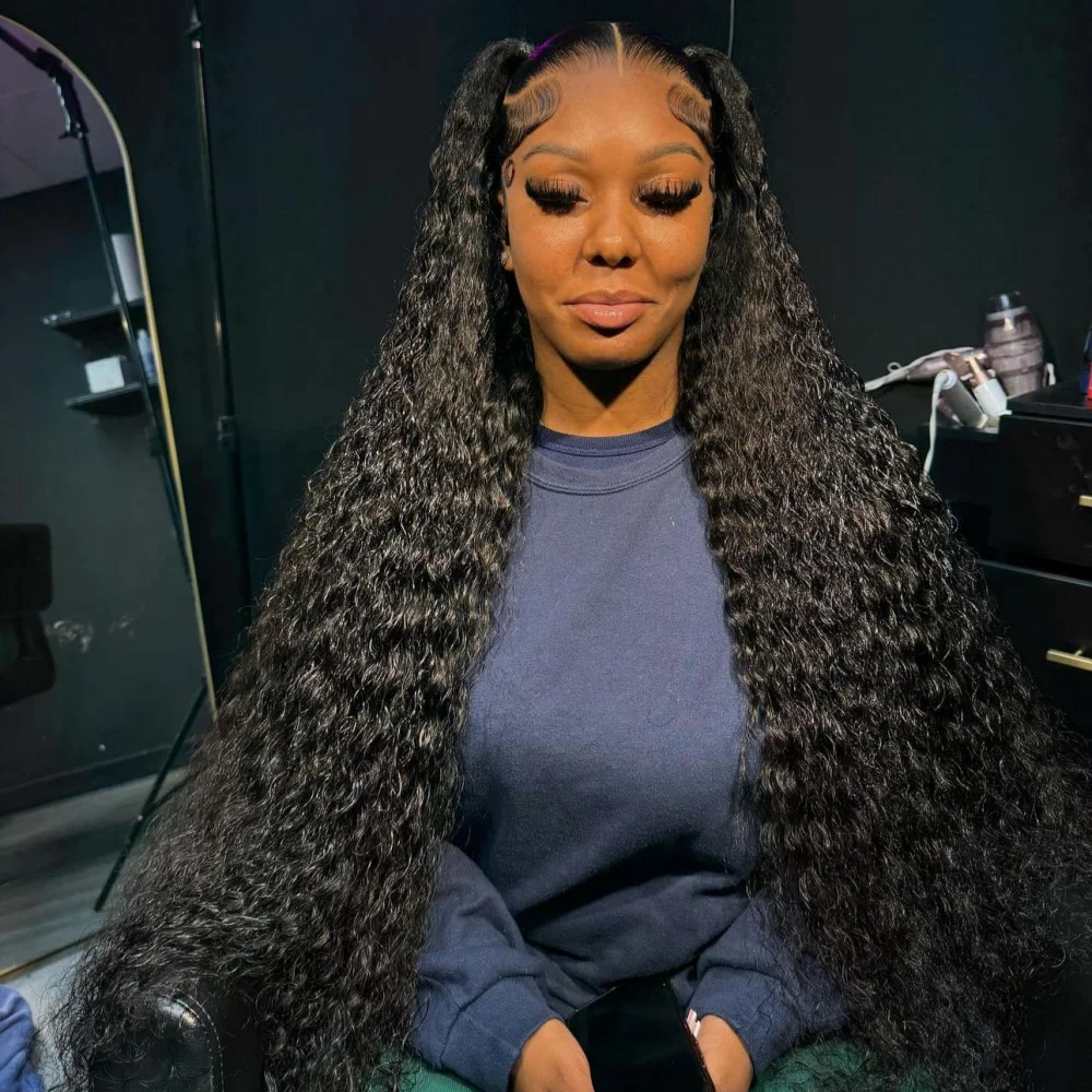 

13x4 13x6 HD Lace Frontal Water Curly Wigs 30 40Inch Deep Wave Pre Plucked Brazilian Human Hair Wigs For Black Women 200 Density
