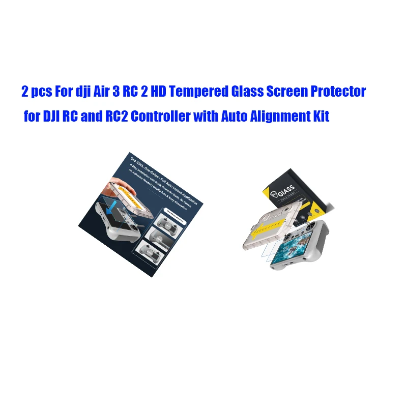 

2 pcs For dji Air 3 RC 2 HD Tempered Glass Screen Protector for DJI RC and RC2 Controller with Auto Alignment Kit