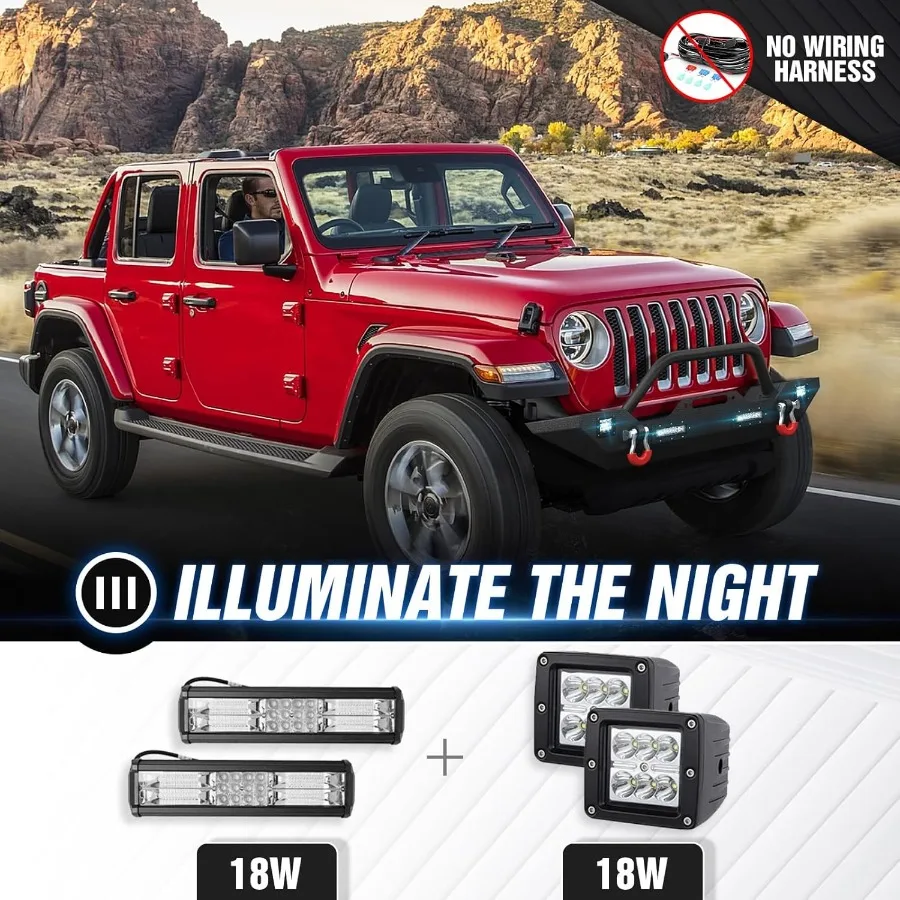 المصد الأمامي لموديلات Wrangler JK JKU JL JLU Gladiator JT 2007-2026 مع لوحة ونش LED أضواء شريط الثور وحلقات D المتوافقة #5