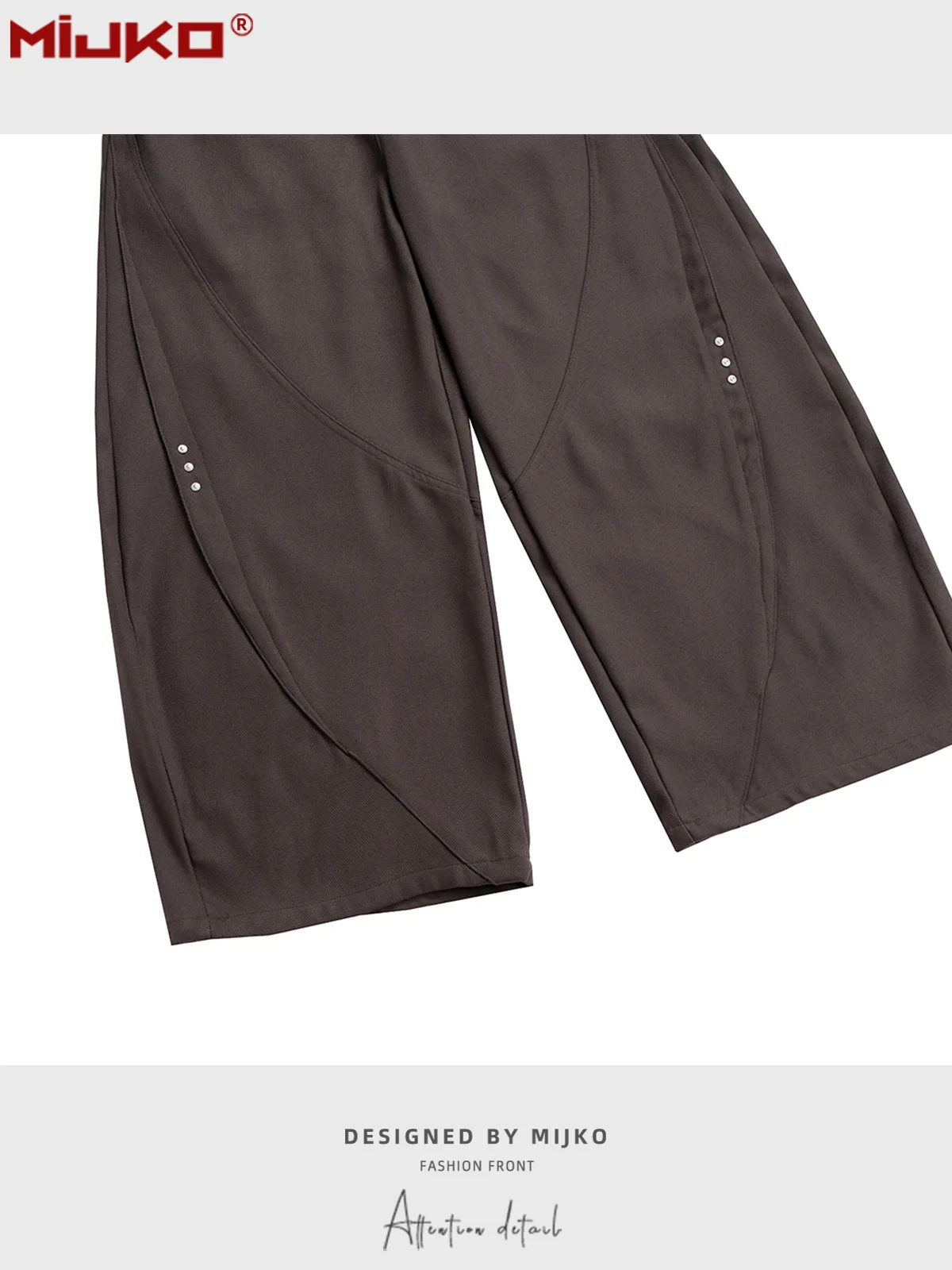 MIJKO สีดําสีน้ําตาลกางเกง Vintage Cut Rivets Silhouette Draped Machete กางเกง 2025 ชายอเมริกันสบายๆกางเกงขากว้าง