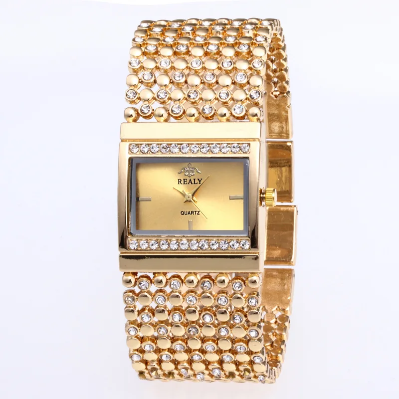 

Fashion Diamond Ladies Bracelet Watch Noble Quartz Movement Wristwatches Alloy Strap Square Dial Bracelet Watch montre femme