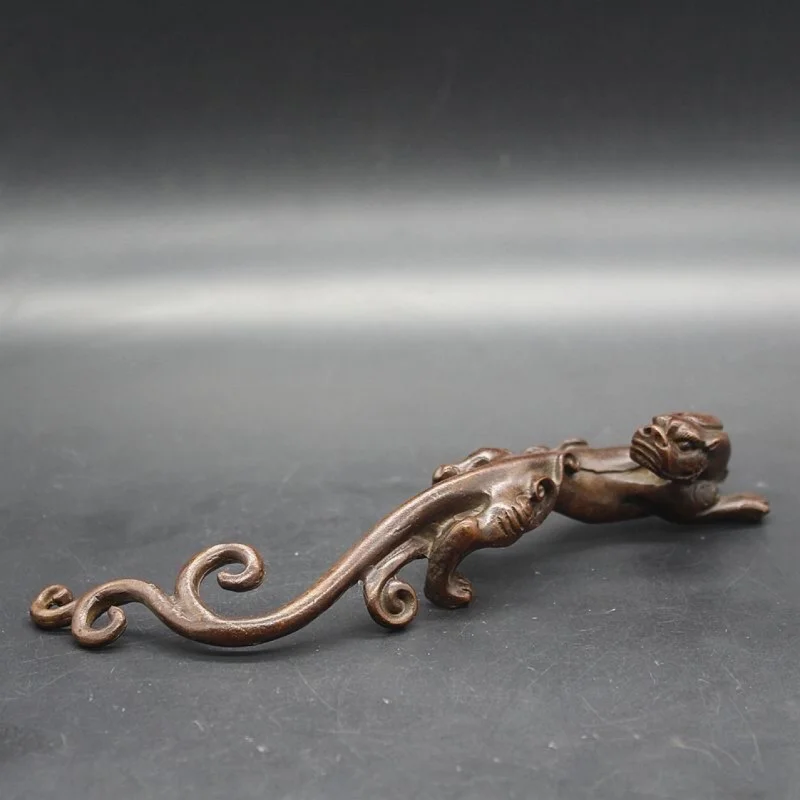Antique solid paperweight Pixiu auspicious beast, decorative tea pet, desk pen holder, vintage personalized stationery item
