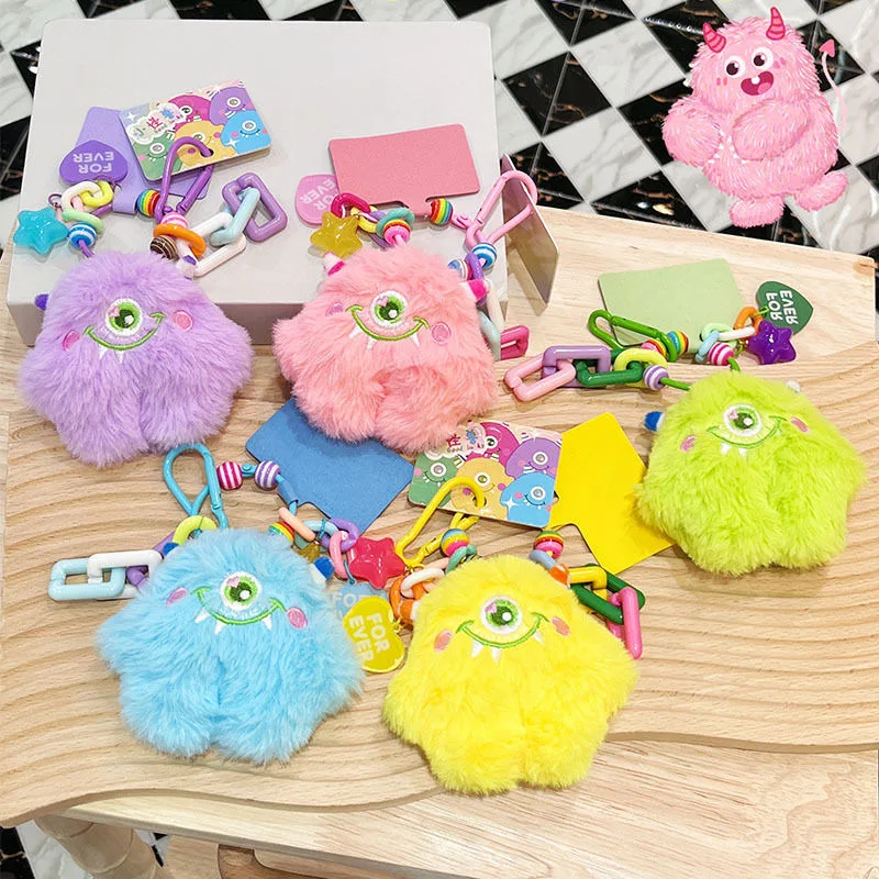 Cute Plush Phone Charms DIY Car Mobile Phone Chain Lanyard Keychain Backpack Smartphone Little Monster Pendant Stuffed Toy Gift