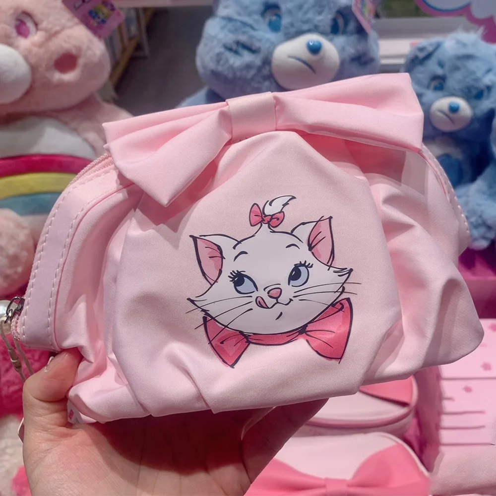 Borsa per cosmetici MINISO Disney Anime Marie Cat Cartoon Cute Make Up Organizing Bag borsa da viaggio portatile di grande capacità