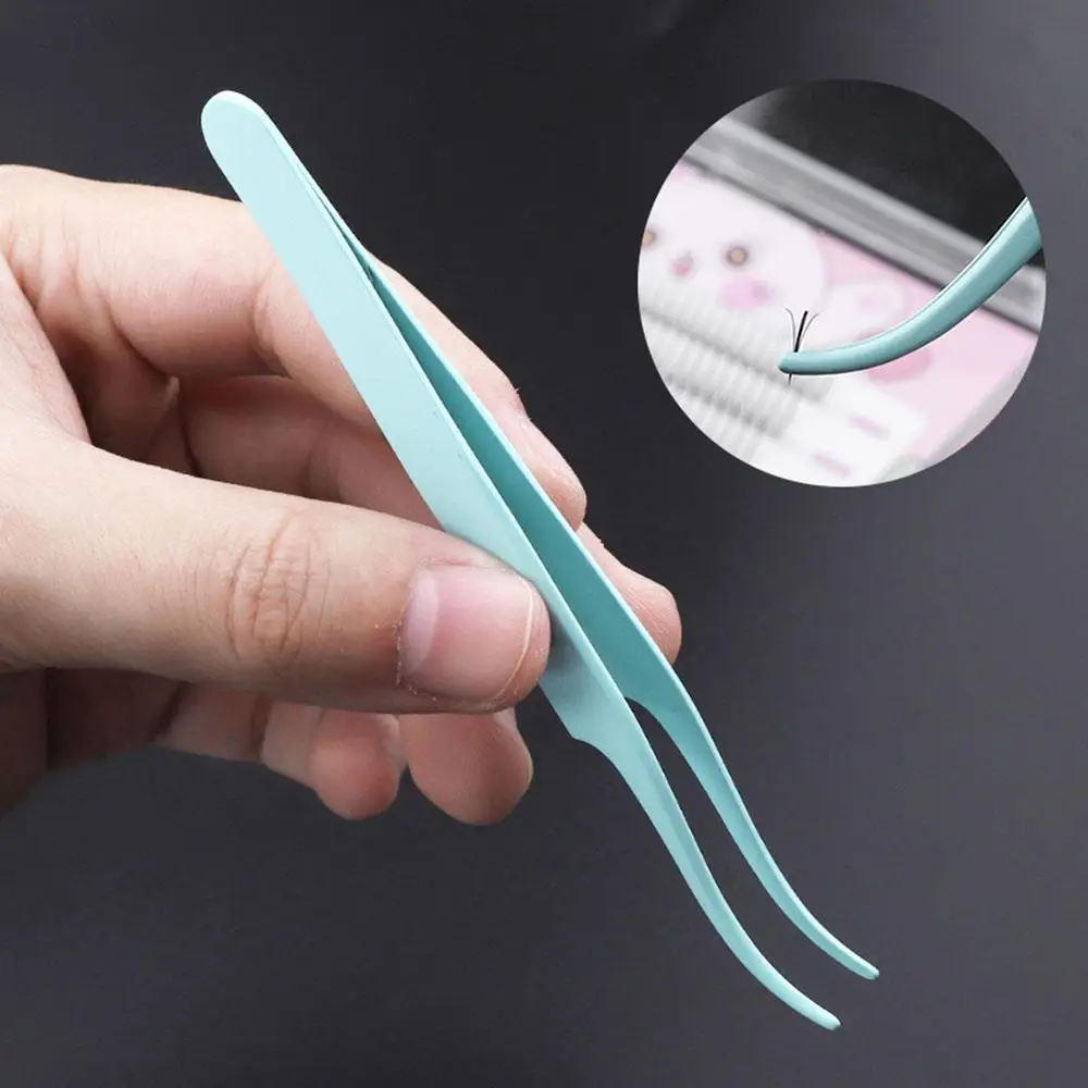 Pinça de extensão de cílios de aço inoxidável pinça curvada aplicador de cílios 3d clipe preciso diy ferramenta de maquiagem ultra fina
