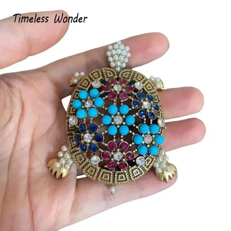 

Timeless Wonder Fancy Zircon Geo Turtle Brooch Pins for Women Designer Jewelry Runway Top Luxury Cute Rare Vintage 7523