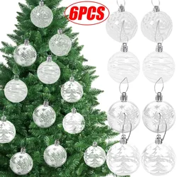 6/1pcs Transparent Christmas Ball Plastic Fillable Clear Ball White Painting Christmas Tree Pendents Ornaments Party Decorations