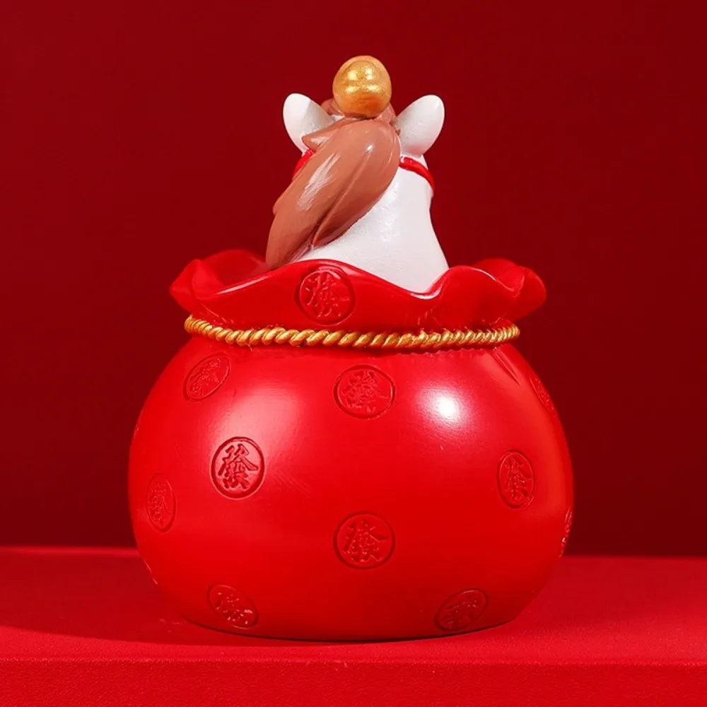 Fortuna 2026 Anno del cavallo Ornamenti della mascotte Borsa fortunata Simpatiche figurine di cavalli dello zodiaco Figure di cavalli in resina realistiche Ornamento