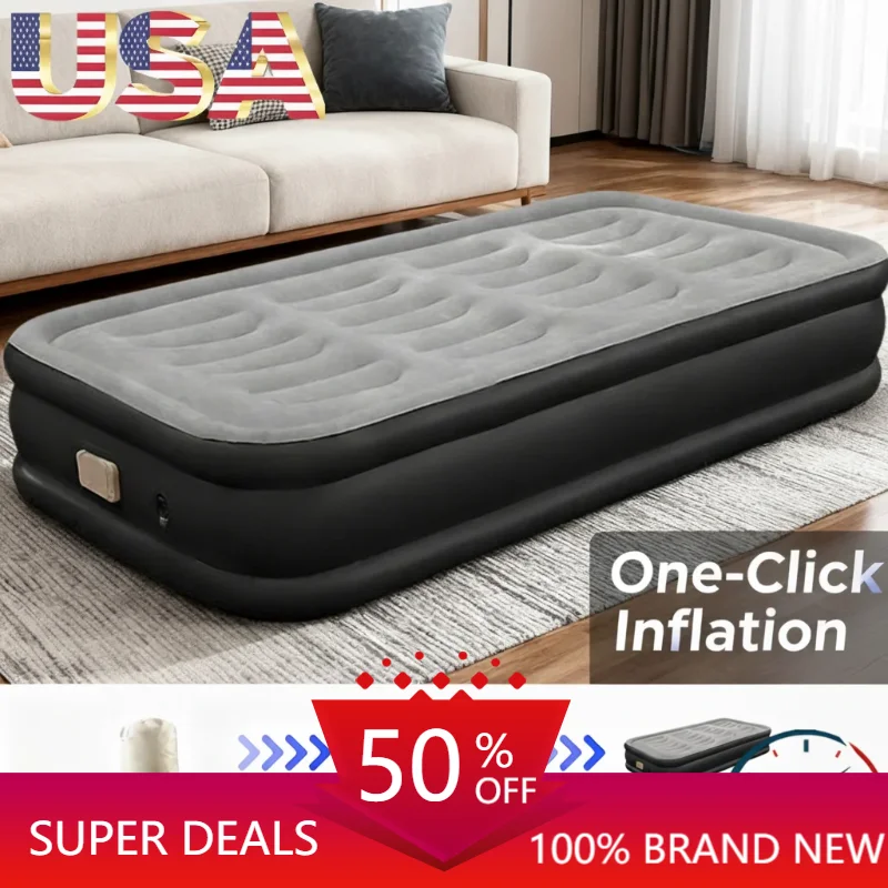 Cama individual de PVC para exteriores, colchón inflable con bomba integrada, cama portátil para invitados en casa, Camping al aire libre, viaje