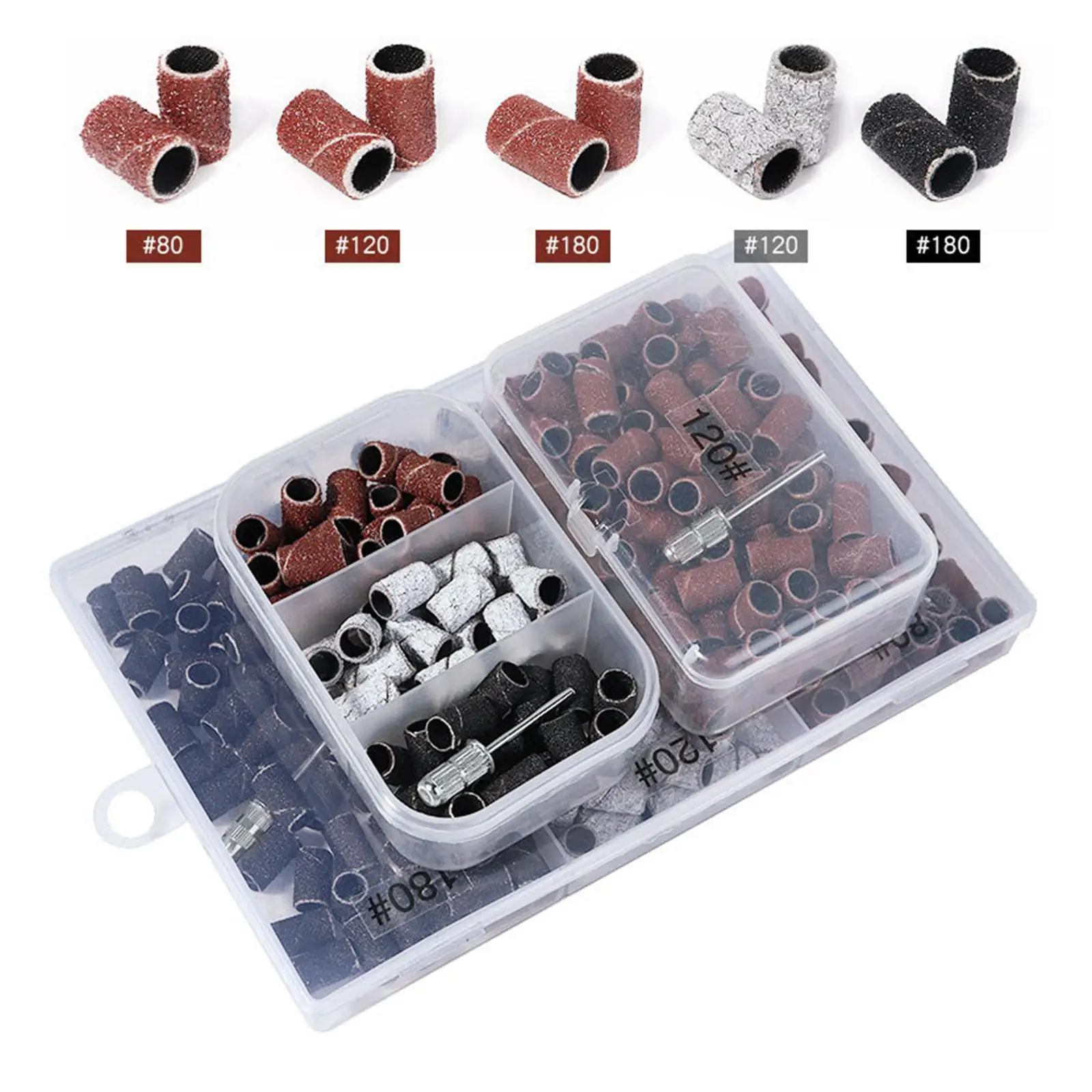 مجموعة أربطة صنفرة 6x مع مجموعة صنفرة لأدوات المانيكير الكهربائية - 75 قطعة ألوان مختلطة، 80 120 180 #2