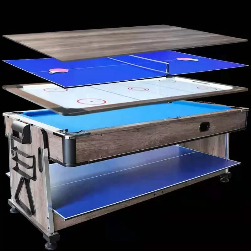 7FT New Fashion 4 in 1 Rotating Multi Game Table Set with Billiard Table Air Hockey Tennis Dining Table