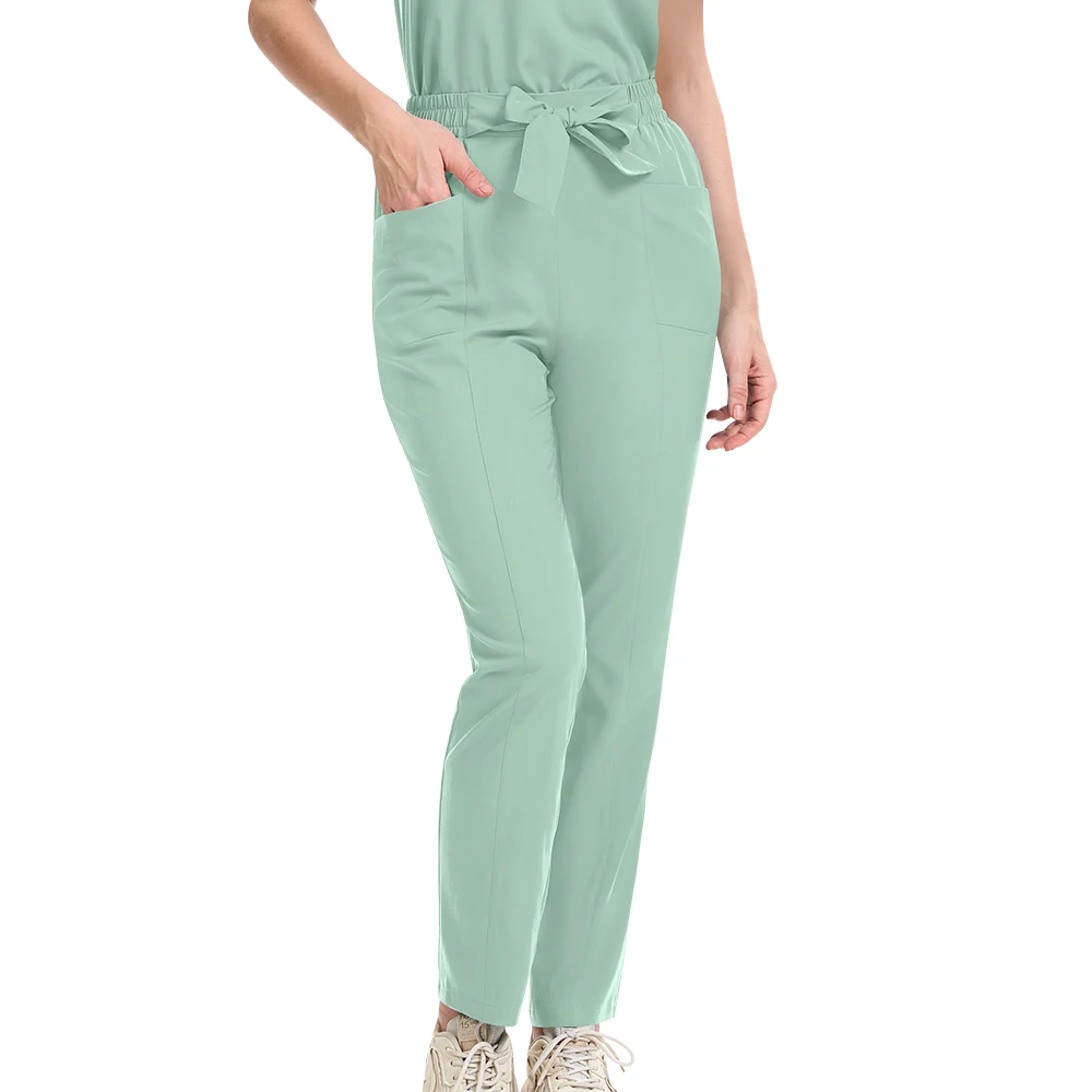 التجميل الخامس الرقبة جيب ملابس العمل النساء الطبية معاطف للأطباء والممرضات الجراحية أعلى + بانت الصيدلة جراحة الأسنان عن طريق الفم مجموعة موحدة السريرية