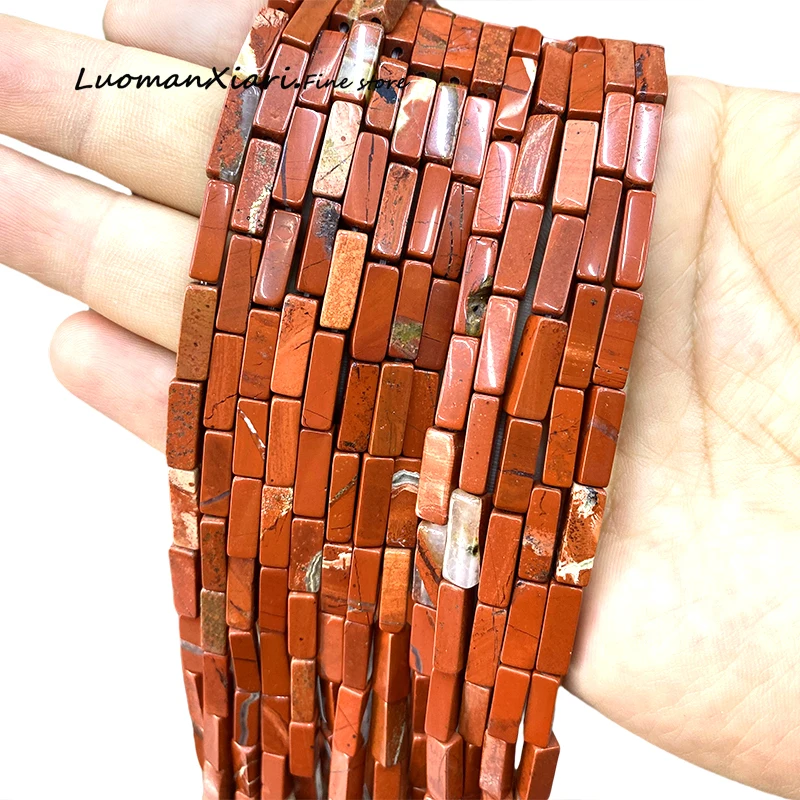 4x13mm Square Natural Stone Red Jasper Loose Spacer Beads for Jewelry Making Diy Earrings Bracelets Charms Accessories 15''