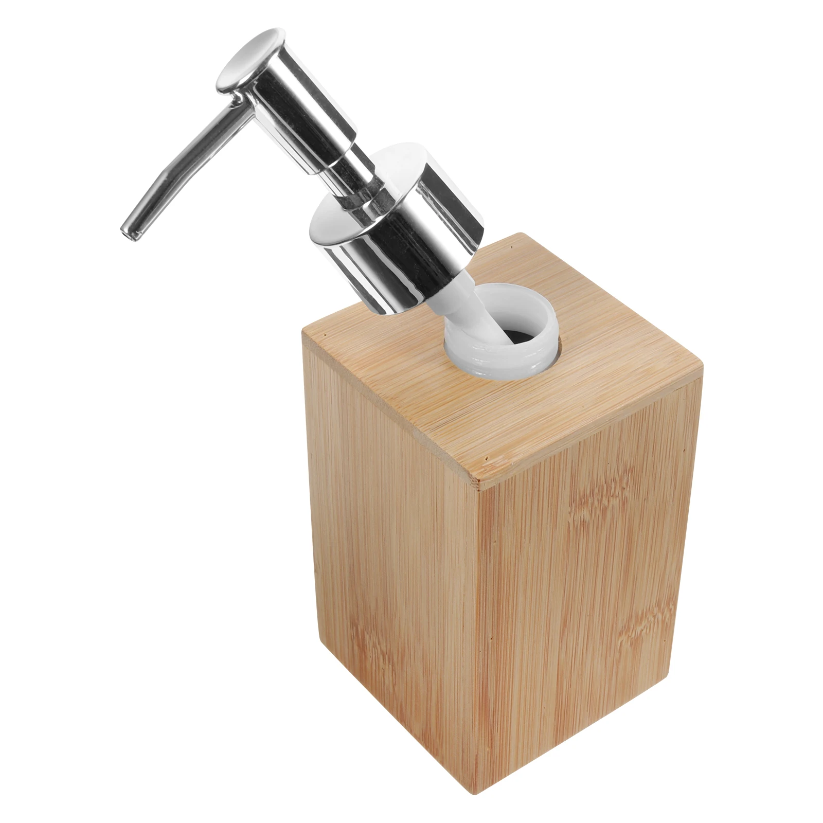 

Bamboo Hand Bottle Soap Dispenser Shampoo Pump Bathroom Lotion Container Large Capacity Flat Bottom Design