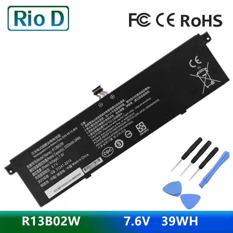 

7.6V 5230mAh New R13B01W R13B02W Laptop Battery For Xiaomi Mi Air 13.3" Series Tablet PC 39WH