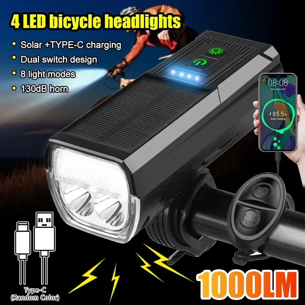 Solar Bicycle Light Front 2000 mAh USB Rechargeable Taillight MTB Mountain Road Bike Front Lamp 350 lumens Bicycle Light Rear