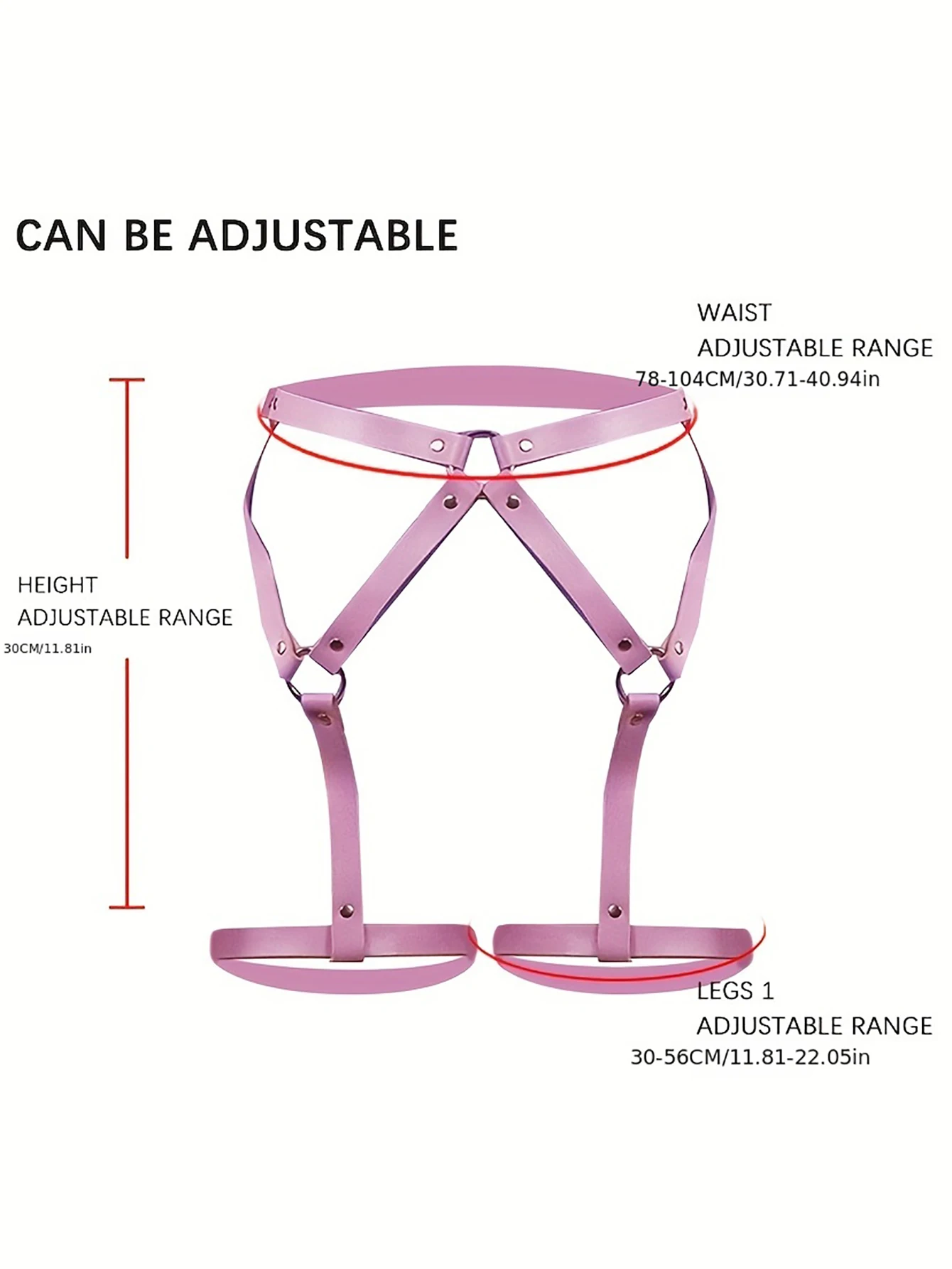 Women\'s Pink PU Leather Body Bondage Harness Garter Belt Sexy Punk Thigh Suspender Belt For Party Festival Costume Accessories