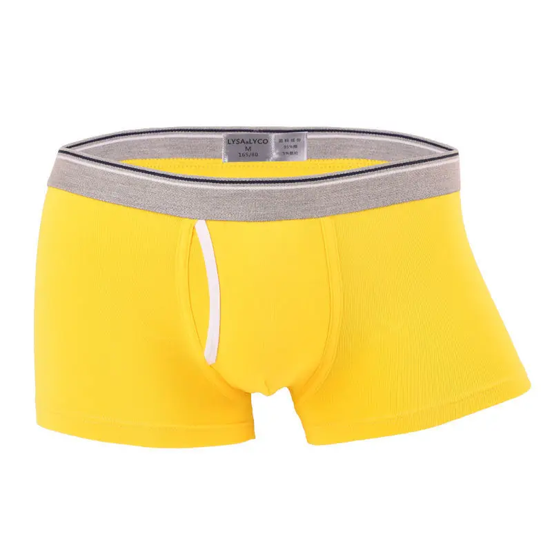 Mann Sexy Dessous Boxer mit Penis Loch Farbe Einfach Wasserlassen Slip Atmungs Öffnen Gabelung Design Unterwäsche Geschenke für Mann