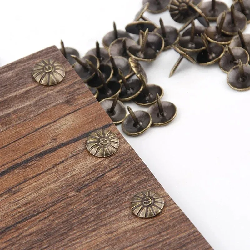 100Pcs Gold Brass Decorative Nails Tacks Applied Jewelry Gift Box Table Pushpins Furniture Hardware Woodwork Tool 11X16Mm