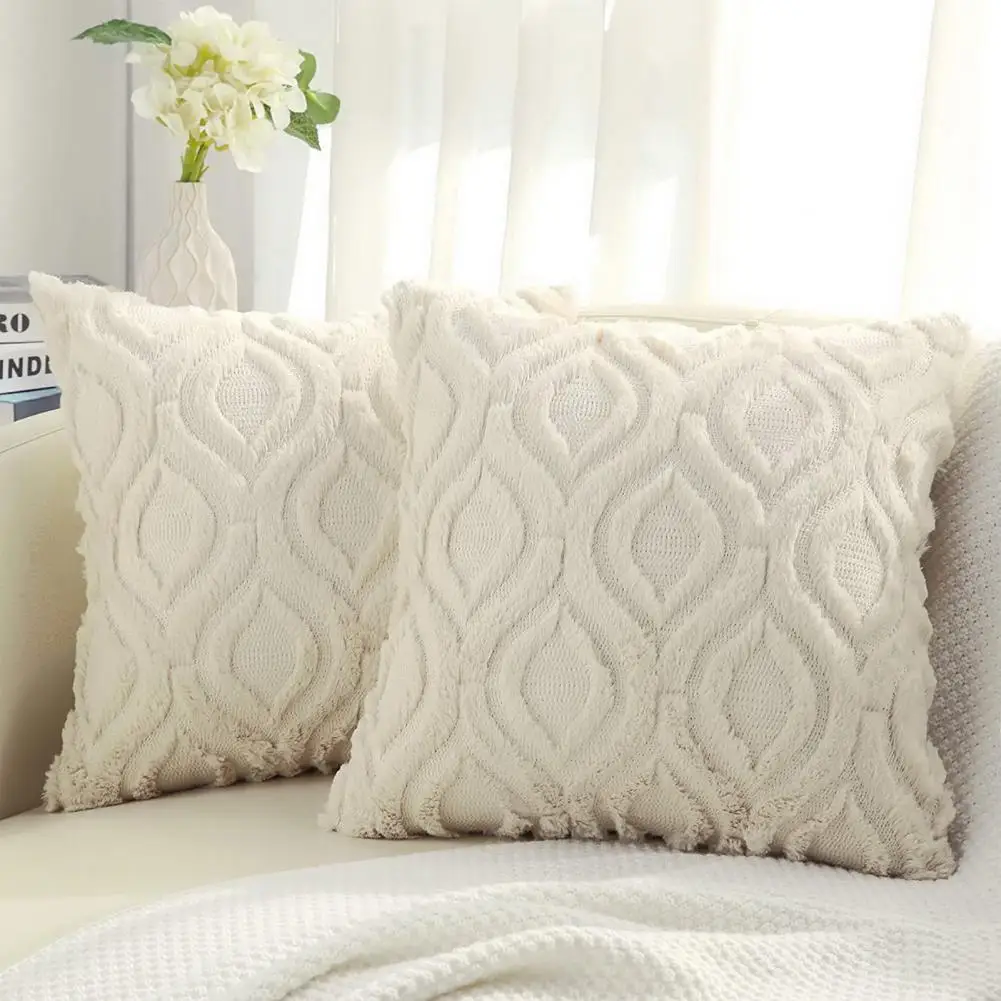 

Portable Sofa Pillowcase Plush Surface Decoration Dust-proof Solid Color Throw Pillow Cover