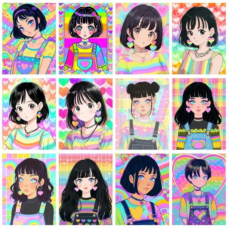 

GATYZTORY Coloring By Number Cartoon Girl Kits Home Decor Pictures Painting By Number HandPainted Art Gift 60x75cm